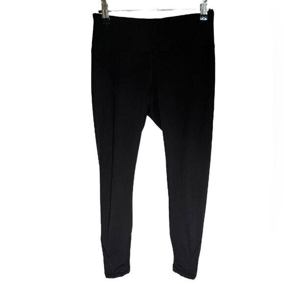 Yogalicious Black Cropped Leggings With Ribbon Style Detail - Picture 1 of 3